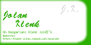 jolan klenk business card